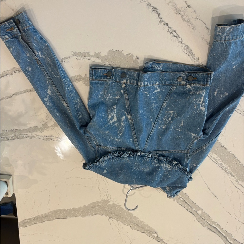 GANNI Denim Jacket with Ruffle Collar - Picture 6 of 8